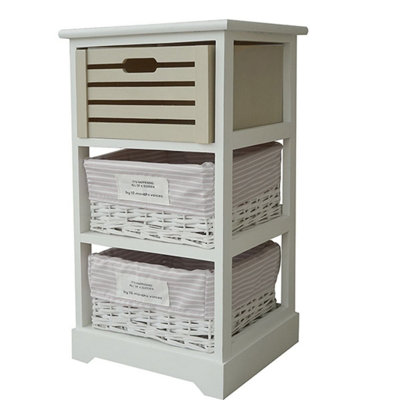 Topfurnishing Narrow Slim 3 Chest of Draw Kids Nursery Bedroom Bedside Table Unit Cabinet 35 x 30 x 62 cm