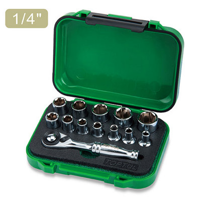 Toptul 13 Piece 1/4 Inch Drive Mini Ratchet Socket Set 4 13 mm Robust ...