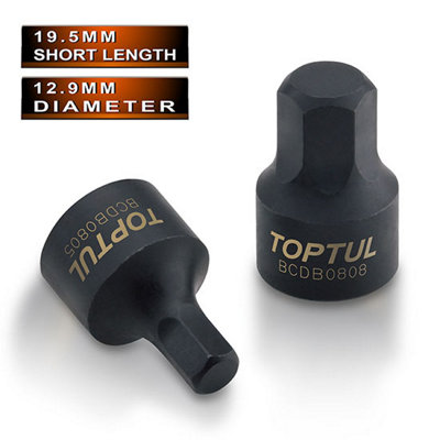 Toptul 8mm Hex Stubby Socket Bit 1/4 Inch Drive One Piece Compact Hand ...