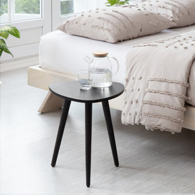 Tora Triangle Solid Wood Side Table Living Room Side Table Bedside Black Wooden End table