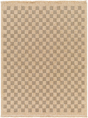 TORI In- & Outdoor Cottage Jute-Look Light Brown/Black Checkered Area Rug 120 x 170 cm