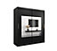 Torino Mirrored Sliding Door Wardrobe in Black Matt - Opulent Bedroom Furniture (H)2000mm  (W)1800mm x (D)620mm)