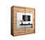 Torino Mirrored Sliding Door Wardrobe in Oak Artisan - Opulent Bedroom Furniture (H)2000mm  (W)1800mm x (D)620mm)