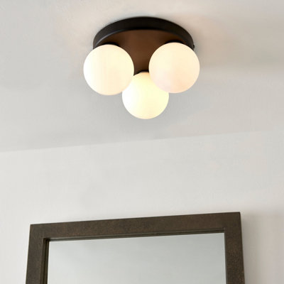 Toronto 3 Light IP44 Flush Matte Black Ceiling Light