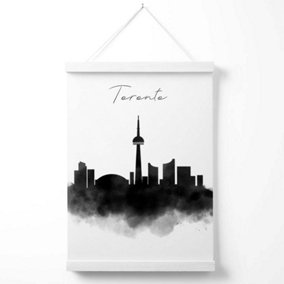 Toronto Watercolour Skyline City Poster with Hanger / 33cm / White