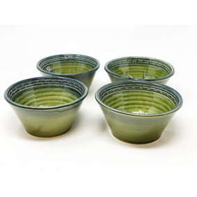 Torres Ferreras Mediterraneo Hand Dipped Stoneware Set of 4 Small Conical Bowls (D) 12cm x (H) 6cm