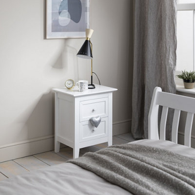 Torsby Bedside Table with 2 Drawers in Classic White