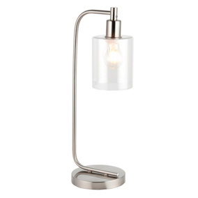 Torton Brushed Nickel with Clear Glass Shade Modern 1 Light Table Light
