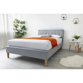 Torton LED Grey Fabric Upholstered Bed- Small Double 4ft