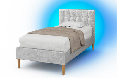 Torton LED Silver Crushed Velvet Bed Frame - Single 3ft