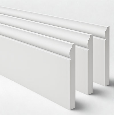 TORUS  MDF SKIRTING BOARD (L)2400mm(H)138mm(T)17mm -FULLY FINISHED- No painting required-Pack of 5- Special Discounted price.