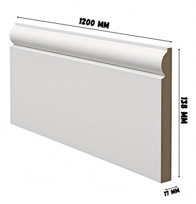 TORUS MDF SKIRTING BOARD (L)3000mm(H)138mm(T)17mm -Fully Finished -No require painting (pack of 4)