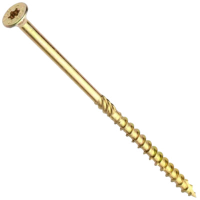 Torx Yellow Wood Screws 80mm x 5.0mm ( Pack of: 5 ) Countersunk High Performance Multi-Purpose TX Screw