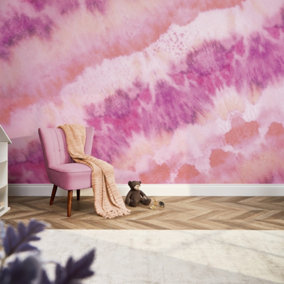Totally Tie Dye Mural In Bright Pinks (300cm x 240cm)