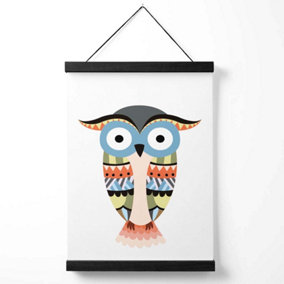 Totem Owl Tribal Animal Medium Poster with Black Hanger