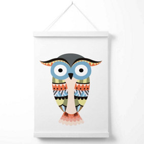 Totem Owl Tribal Animal Poster with Hanger / 33cm / White
