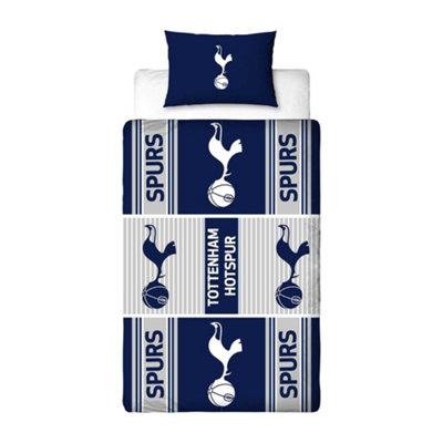 Tottenham Hotspur FC Crest Reversible Duvet Set Navy Blue/White (Single)