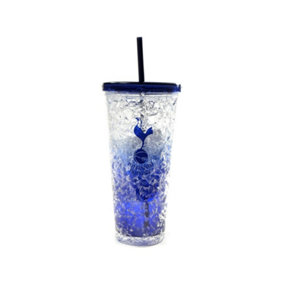 Tottenham Hotspur FC Spurs Crest 600ml Freezer Cup With Straw Navy (One Size)