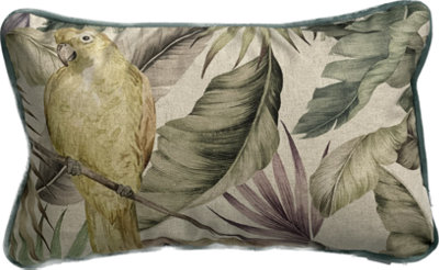 Toucan Bird And Leaves Cushion,Beige/Green, 30x45cm