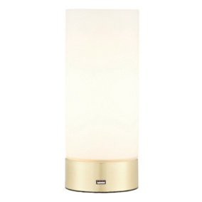 Touch Dimmable Table Lamp Brass & Frosted Glass Shade Modern Light USB Charger