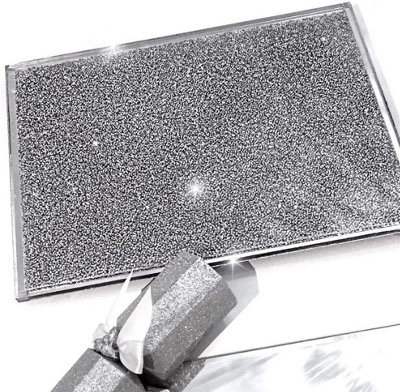 Touch of Venetian Silver Chopping Board Filled with Crushed Diamond Crystal Serving Platter Bread Board