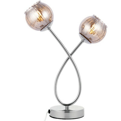 Touch On/Off Table Lamp Chrome & Smoke Mirror Glass Shade Pretty ...