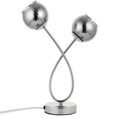 Touch On/Off Table Lamp Chrome & Smoke Mirror Glass Shade Pretty ...