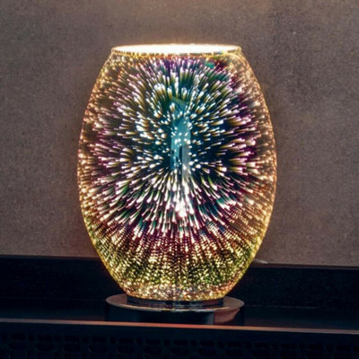 Touch On/Off Table Lamp Holographic Glass Shade Unique Modern Bedside ...