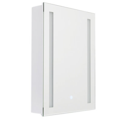 Touch Sensor Wall Bathroom Mirror Cabinet LED Lighting with Shaver Socket 700 x 500 mm