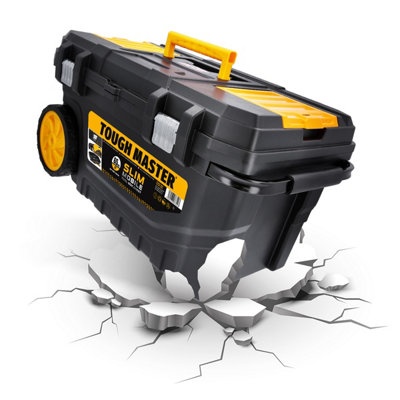 TOUGH MASTER 25'' Heavy Duty Large Tool Box on Wheels with Tote Tray ...