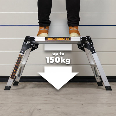 TOUGH MASTER Aluminium Work Platform Folding Platform Ladder Stool - 60 ...
