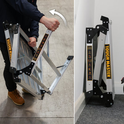 TOUGH MASTER Aluminium Work Platform Folding Platform Ladder Stool - 60 ...