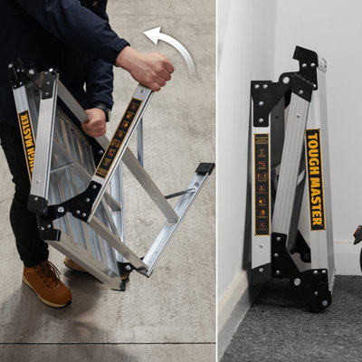 TOUGH MASTER Aluminium Work Platform Folding Platform Ladder Stool - 60 ...