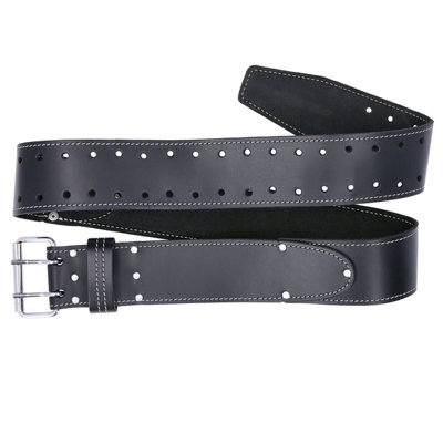 TOUGH MASTER Black Genuine Leather Work Belt Double Pin - 67 Millimetres (TM-215LB)