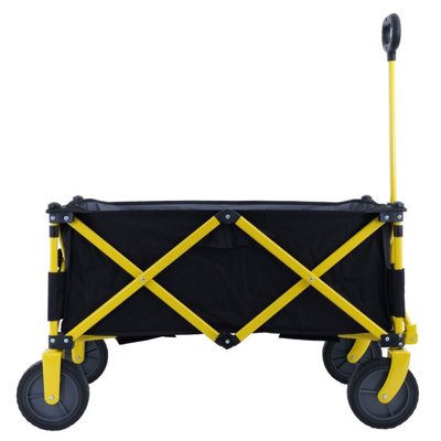 TOUGH MASTER Folding Wagon 70 kg Load Capacity, Collapsible Trolley Cart with 360 Rotating Front Wheels 7" - TM-FWC72