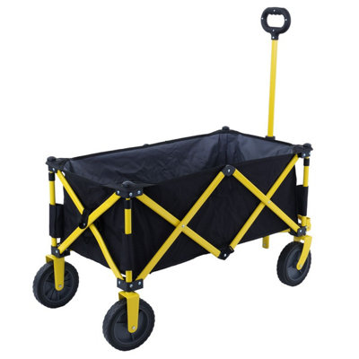 TOUGH MASTER Folding Wagon 70 kg Load Capacity, Collapsible Trolley Cart with 360 Rotating Front Wheels 7" - TM-FWC72