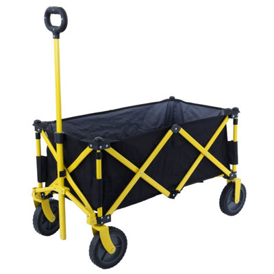 TOUGH MASTER Folding Wagon 70 kg Load Capacity, Collapsible Trolley Cart with 360 Rotating Front Wheels 7" - TM-FWC72