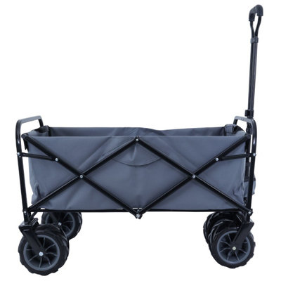 TOUGH MASTER Folding Wagon 80 kg Load Capacity,  Collapsible Trolley Cart with 360 Rotating Front Wheels 7 inch - TM-FWC82