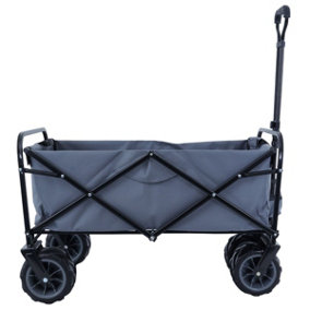 TOUGH MASTER Folding Wagon 80 kg Load Capacity,  Collapsible Trolley Cart with 360 Rotating Front Wheels 7 inch - TM-FWC82