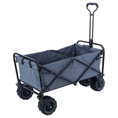 TOUGH MASTER Folding Wagon 80 kg Load Capacity,  Collapsible Trolley Cart with 360 Rotating Front Wheels 7 inch - TM-FWC82