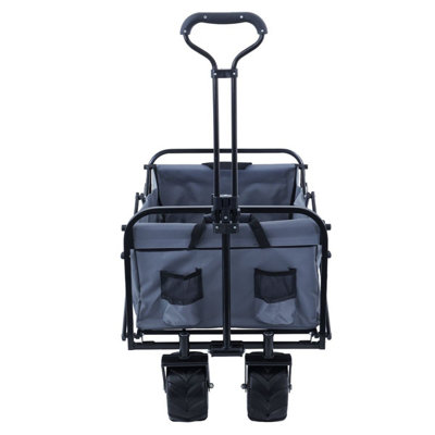 TOUGH MASTER Folding Wagon 80 kg Load Capacity,  Collapsible Trolley Cart with 360 Rotating Front Wheels 7 inch - TM-FWC82