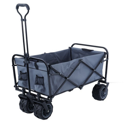 TOUGH MASTER Folding Wagon 80 kg Load Capacity,  Collapsible Trolley Cart with 360 Rotating Front Wheels 7 inch - TM-FWC82