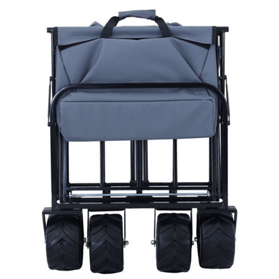 TOUGH MASTER Folding Wagon 80 kg Load Capacity,  Collapsible Trolley Cart with 360 Rotating Front Wheels 7 inch - TM-FWC82