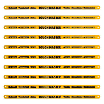 TOUGH MASTER Hacksaw Blades 32 TPI Bi-Metal Blades for 300mm Hacksaw Frames - 10 Pieces (TM-HSB132)
