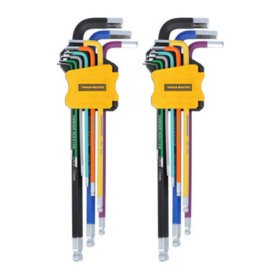 TOUGH MASTER Hex Key Set 18pcs, Metric Ball End, Long Arm, Multi ...