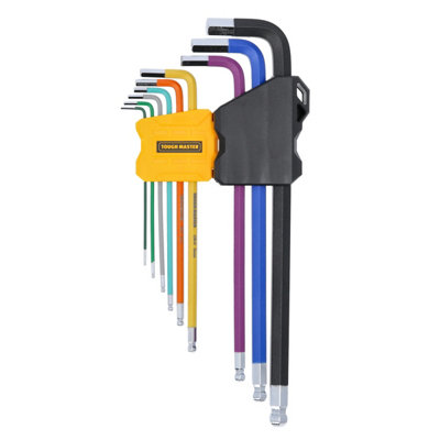 TOUGH MASTER Hex Key Set 18pcs, Metric Ball End, Long Arm, Multi ...