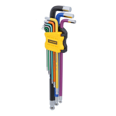 TOUGH MASTER Hex Key Set 18pcs, Metric Ball End, Long Arm, Multi ...