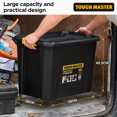 TOUGH MASTER Large Storage Boxes with Lids 60L Size 58x38x40.5 CM Heavy ...