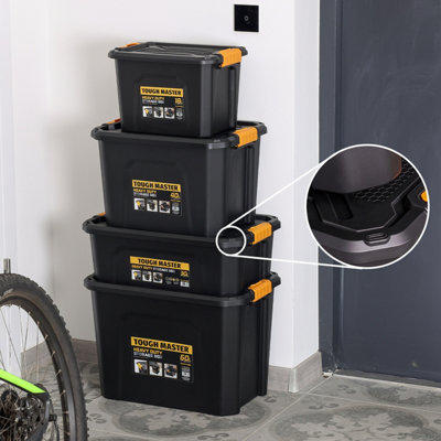 TOUGH MASTER Large Storage Boxes with Lids 60L Size 58x38x40.5 CM Heavy ...