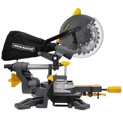 TOUGH MASTER Mitre Saw 210mm 1500W with Extendable Work Table, Built-in Laser, Dust Bag & Wood Clamp